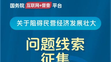 操骚B免费看国务院“互联网+督查”平台公开征集阻碍民营经济发展壮大问题线索